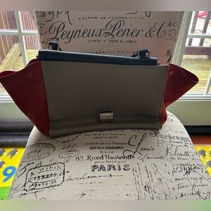 Celine Tricolor Leather Bag - Red, Black, Olive